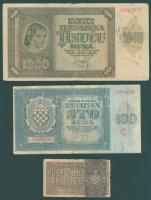 Horvátország 1941. 100K + 1000K + 1942. 2K T:II/III