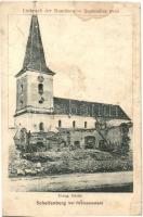 1916 Sellenberk, Schellenberg (bei Hermannstadt), Selimbar; Einbruch der Rumänen, Evang. Kirche / A román csapatok betörése Erdélybe, Evangélikus templom, romok. Jos. Drotleff kiadása / WWI destroyed church by the Romanian troops in the battles of Transylvania (vágott / cut)