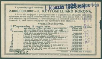 1925. "Diák sorsjegy" 5000K T:II+