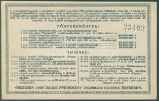 1926. "Községi Tisztviselők Országos Egyesülete" tárgysorsjátéka 10.000K T:II