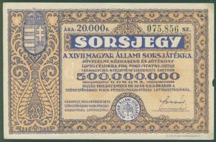 1926. "47. Magyar Állami Sorsjáték" 20.000K T:II