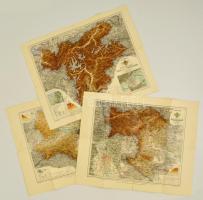 1892-1898 3 db Ausztria térkép: Oesterreich unter der Enns, Steiermark, Tirol mit dem Lande Vorarlberg. Karl Schober. Hajtásoknál kis szakadások, 37x46 cm / 3 Austrian map, 37x46 cm