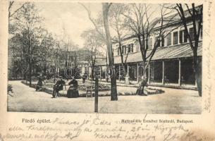 Budapest XI. Kelenföld, Mattoni-féle Erzsébet Sósfürdő kertje, fürdőépület (Rb)