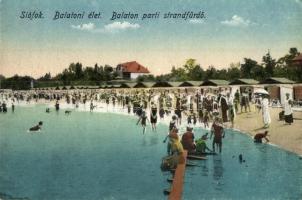 Siófok, Balatoni élet. Balaton parti strandfürdő, fürdőzők (EK)