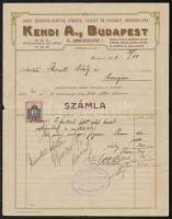 1911 Kendi Antal bőrbútorgyártó, díszes fejléces számla okmánybélyeggel