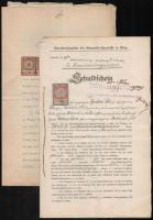 1902-1942 12 db főként német nyelvű okmány, sok különféle okmánybélyeggel, pecsétekkel