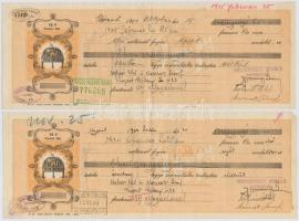 1934-1935. 15db kitöltött váltó aranypengőről, bélyegzésekkel T:II,II-,III egy lyukas