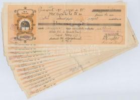 1934-1935. 15db kitöltött váltó aranypengőről, bélyegzésekkel T:II,II-,III egy lyukas