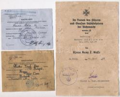 3db kitüntetés adományozói okirat modern gyűjtői másolatai, az Erdélyi Emlékérem, Délvidéki Emlékérem és a német Vaskereszt adományozásáról