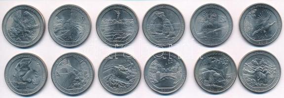 Amerikai Egyesült Államok 2010-2015. 1/4$ "Nemzeti Parkok" (12xklf) T:1-
USA 2010-2015. 1...