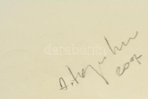 A. Varga Imre (1953- ): Tűzfolyó, vegyes technika, papír, 50×70 cm