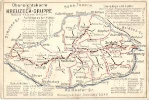 Übersichtskarte der Kreuzeck-Gruppe / Map Overview of the Kreuzeck Group (small tear)