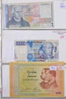 Vegyes: ~121db-os külföldi bankjegy tétel gyűrűs albumban, benne többek között amerikai, görög, izra...