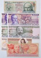 Vegyes: ~33db-os vegyes bankjegy gyűjtemény, 8 lapos bélyegberakóban, nagyrészt mexikói bankjegyek T...