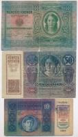 1912. 100K + 1914. 50K + 1915. 10K román felülbélyegzéssel T:III,III-