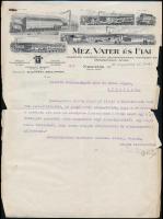 1921 Mez, Vater és Fiai VArró és Hímzőselyem Gyár díszes fejléces számla, széleinél szakadások, 29x21,5 cm