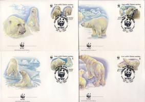 WWF Polar bears set on 4 FDC, WWF Jegesmedvék sor 4 FDC, WWF Eisbär Satz an 4 FDC
