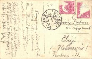 1930 Konyári-Sóstófürdő, vendéglő kerthelyisége, családi csoportkép pincérekkel. Berzéki photo