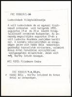 1992 Ludovikások Világtalálkozója, a képen: Kádár Béla, Horthy Istvánné, Annus Antal, MTI sajtófotó,...