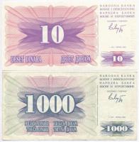 Bosznia-Hercegovina 1992. 10D + 25D + 1000D + 10.000D + 1998. 1M T:II-III- szakadás
Bosnia and Herz...