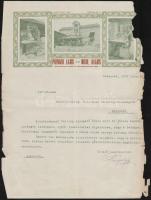 1909 Pizinger Lajos épületasztalos-munkák és iskolaberendezések gyára díszes fejléces levele, a tulajdonos aláírásával, széleinél szakadások, 30x21,5 cm