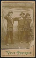 cca 1910-1920 Amatőr színjátszók, keményhátú fotó, 10x6 cm