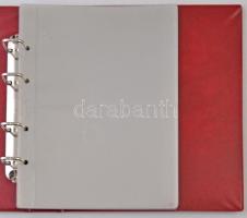 Bordó gyűjtőalbum érmés és bankjegyes borítékok számára, 26 férőhellyel, nagyon szép állapotban