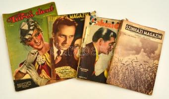 1933-1939 Vegyes újság tétel, összesen 4 db, Párisi divat, Színházi Magazin, Színházi Élet, vegyes minőségben