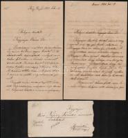 1882-1883 A Nyáry családdal kapcsolatos levelek, 2 db + 1 db boríték, illetve nyáregyházi báró Nyáry Sándor családfájának másolata
