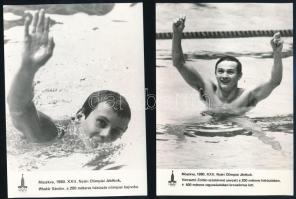 1980 Moszkva, Verrasztó Zoltán, Wladár Sándor stb. olimpikonok, feliratozott fotók, 5 db, 18x12 cm