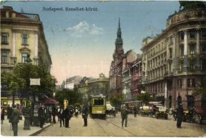 Budapest VII. Erzsébet körút villamosokkal - 3 db régi képeslap / 3 pre-1945 postcards