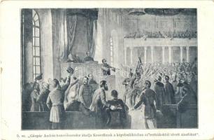 Magyar szabadságharc, Gáspár András honvédezredes átadja Kossuthnak a képviselőházban az osztrákoktól elvett zászlókat. 9. sz. / Hungarian Revolution of 1848