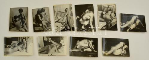 cca 1930 10 db pornó fotó modern előhívása, 10,5×7,5- 12×8 cm