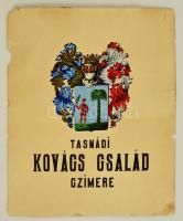 cca 1900 Tasnádi Kovács család címere, kézzel festett, karton, széleinél szakadások, 51x42 cm
