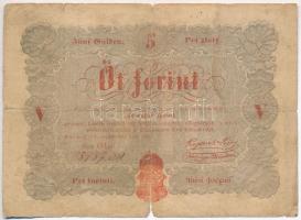 1848. 5Ft Kossuth bankó vörösesbarna nyomat T:III- Adamo G109