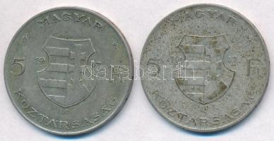 1947. 5Ft Ag "Kossuth" (2x) T:2-,3 patina