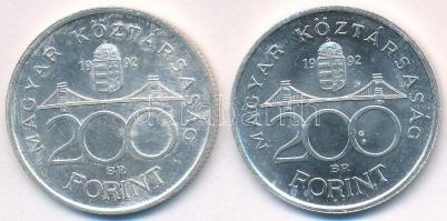 1992. 200Ft Ag "MNB" (2x) T:1-,2