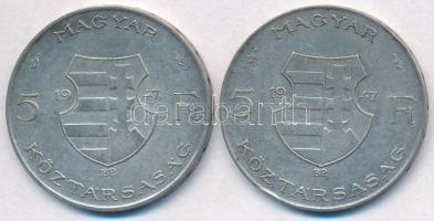 1947. 5Ft Ag "Kossuth" (2x) T:2-