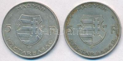 1947. 5Ft Ag "Kossuth" (2x) T:2-,3 patina