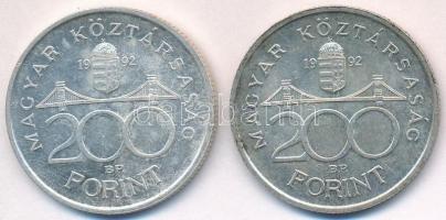 1992. 200Ft Ag "MNB" (2x) T:1-,2 kis patina