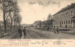 Nagykároly, Carei; Széchenyi utca, Polgári leányiskola. Csókás László kiadása / street view, girls school (EK)