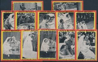 1960 I. Baldvin belga király és Fabiola királyné esküvője, gyufacímke sorozat, 12 db