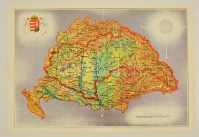 Nagy-Magyarország térképe, modern kiadás, hajtott, 30x44 cm