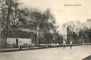 Szeged, Újszeged; Teniszpálya, teniszezők. Grünwald Herman kiadása (EK)