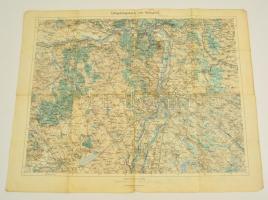 cca 1900-1920 Budapest és környéke katonai térkép, 1:200.000, K.u.K. Militärgeographisches Institut, ceruzás, tollas bejegyzéssel, 39x52 cm.