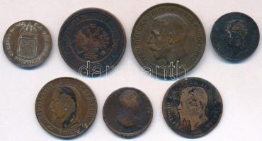 7db-os vegyes magyar és külföldi rézpénz tétel, közte 1816O 1/4kr Cu; Orosz Birodalom 1908. 3k Cu T:...