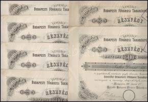 Budapest 1918. "Budapesti Fővárosi Takarékpénztár" névre szóló részvénye 600K-ról (6x) köz...