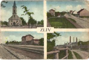 Zliv, church, railway station, factory , street (EK)