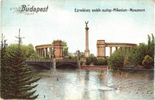 Budapest XIV. Ezredéves emlékoszlop / Millenium-Monument. litho (kopott sarkak / worn corners)