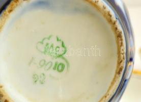 Jelzett szovjet tálka készlet, tálka aljjal, kanna, kopott, egyik csészén lepattanással